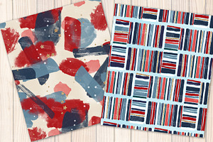 4th Of July Seamless Pattern Set