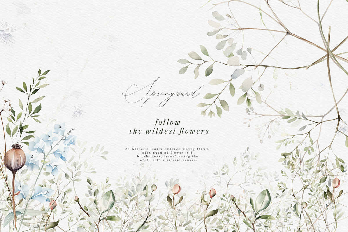 Wild Flower Watercolor & Greenery, a Decorative Illustration by Laras Wonderland (Photo 4 of 15)
