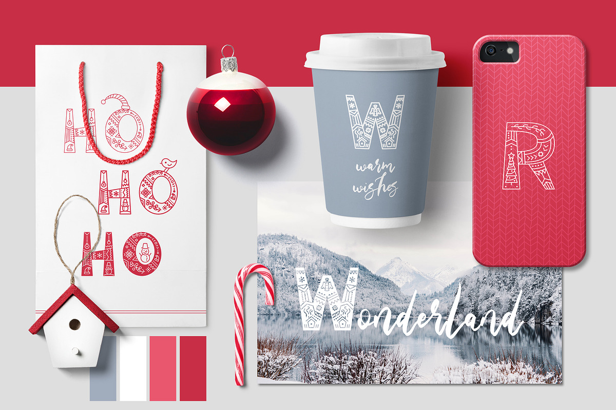 CHRISTMAS font ❆ clipart ❆ patterns preview 4