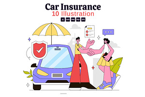 10 Car Insurance Illustration, a Transportation Illustration by denayunebgt