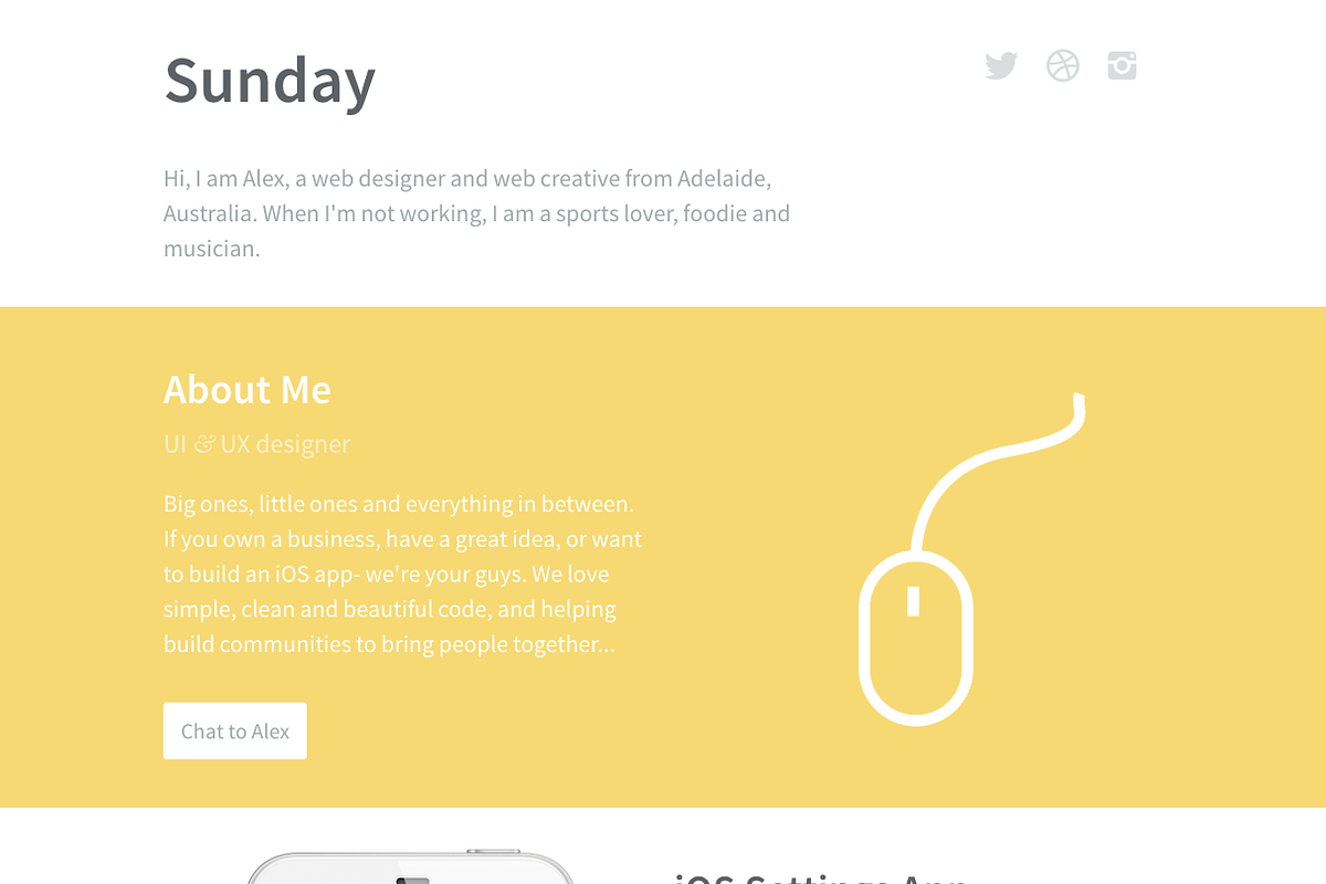 Sunday - One Page Portfolio Theme, a Templates & Theme by alexvanderzon (Photo 2 of 5)