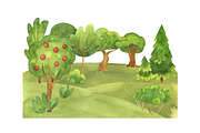 Watercolor forest and landscape., an Illustration by Kattarina Po (Thumbnail 7 of 7)