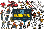 Handymen illustrations, a Branding & Logo Template by DGIM studio (Thumbnail 1 of 6)