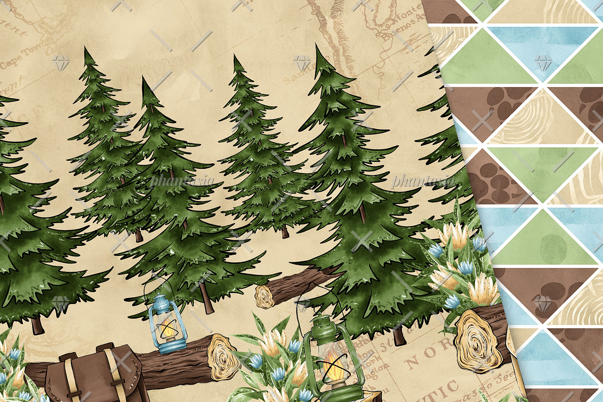 Wanderlust Digital Papers, a Pattern Graphic by Phantasia Design (Photo 2 of 7)