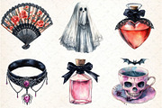 Gothic Coquette Halloween Clipart, an Illustration by DreamCafeArt (Thumbnail 3 of 7)