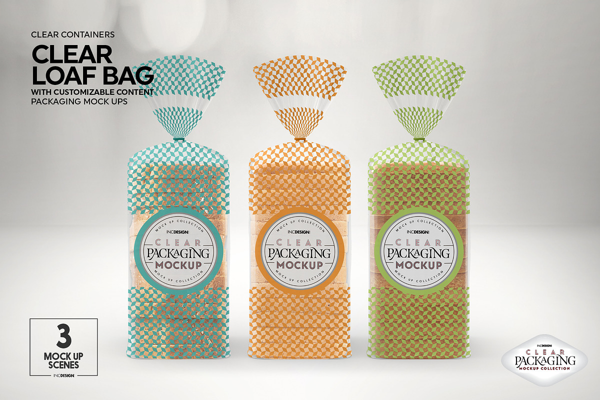 Clear Loaf/BreadBag Packaging Mockup, a Cups & Container Mockup by INCDesign (Photo 7 of 10)
