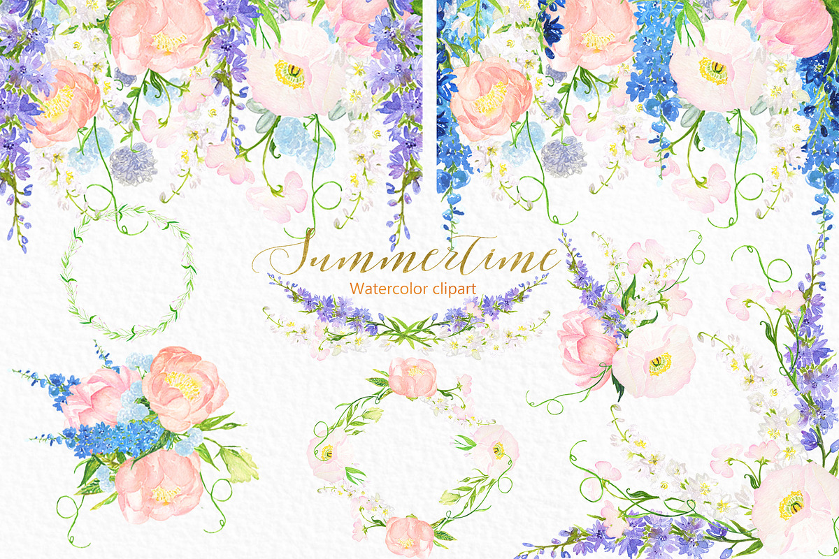 Summertime watercolor flowers, a Texture Illustration by LABFcreations (Photo 3 of 9)