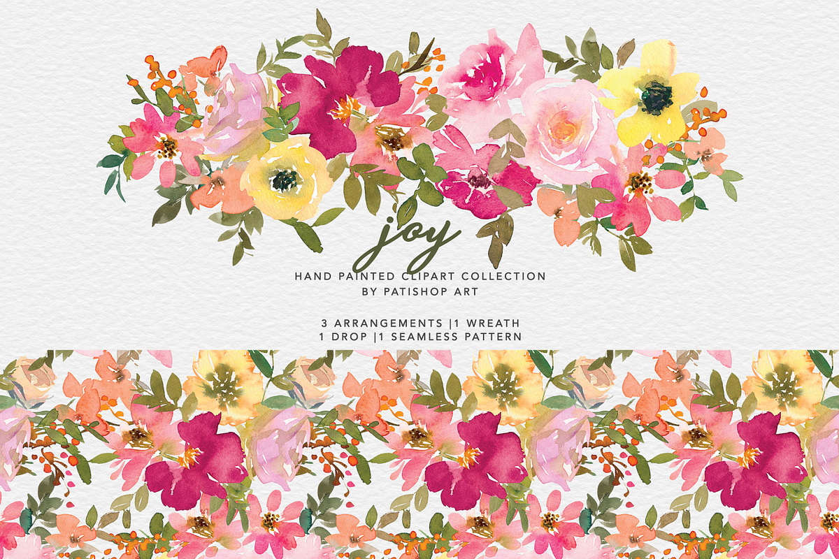 Watercolor Bright Flower Clipart Set, an Illustration by Patishop Art (Photo 1 of 8)