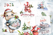 Christmas Story with Cute Bull's, an Animal Illustration by Ann Art Houze (Thumbnail 1 of 16)