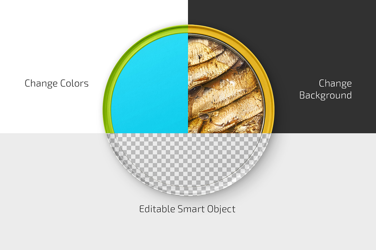 Canned Smoked Sprats in Oil Mockup, a Packaging Mockup by Country4k (Photo 2 of 3)