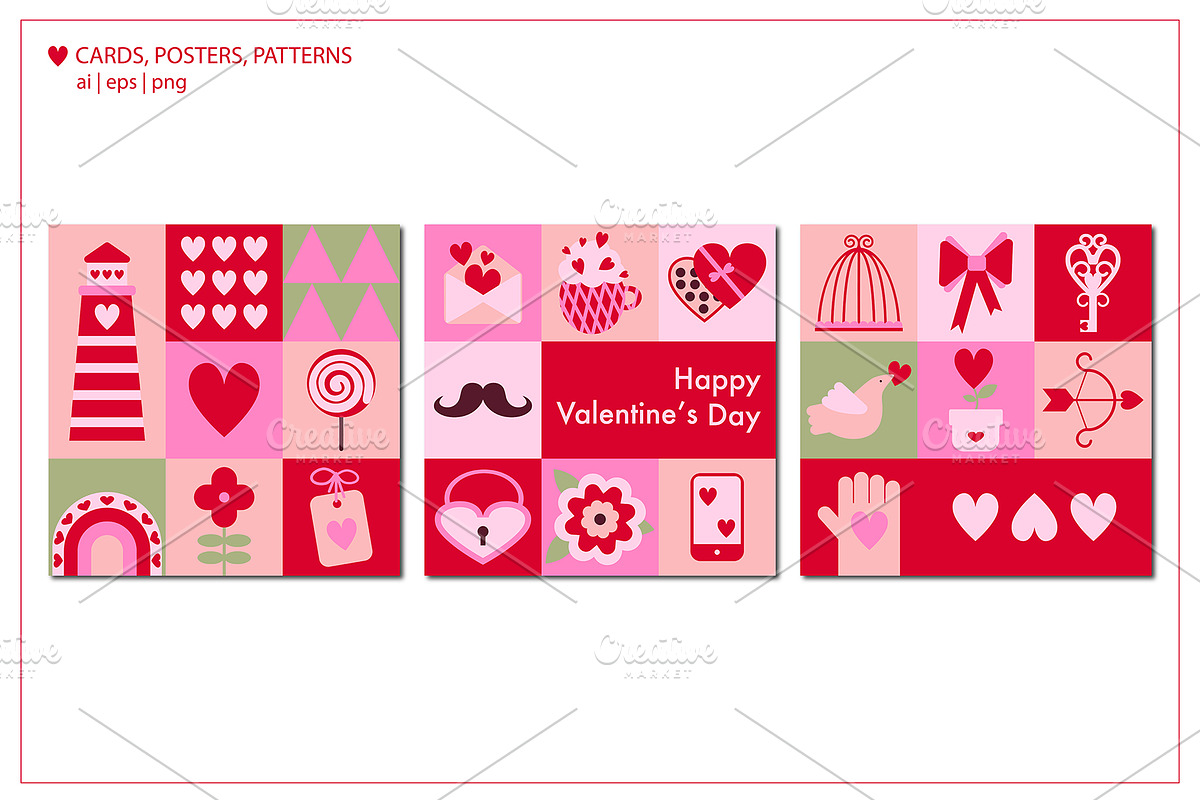 Happy Valentine's Abstract set, an Object Illustration by ArtPavo (Photo 4 of 9)
