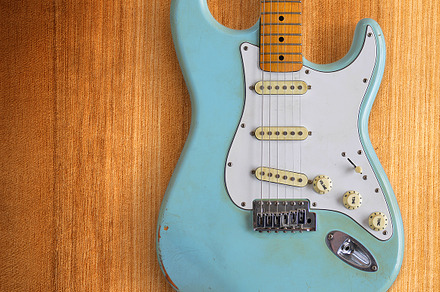 Light Blue Electric Guitar, an Arts & Entertainment Photo by Mysterylab Designs