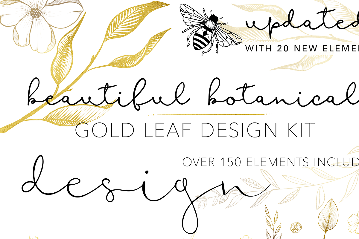 GOLD & BLACK INK BOTANICAL FLORALS, an Illustration by Wooly Pronto (Photo 1 of 9)
