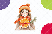 Cozy Tangerine Winter Clipart, an Illustration by designcity5 (Thumbnail 5 of 5)