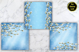 Willow branches spring card set, a Print Template by Elena Lux