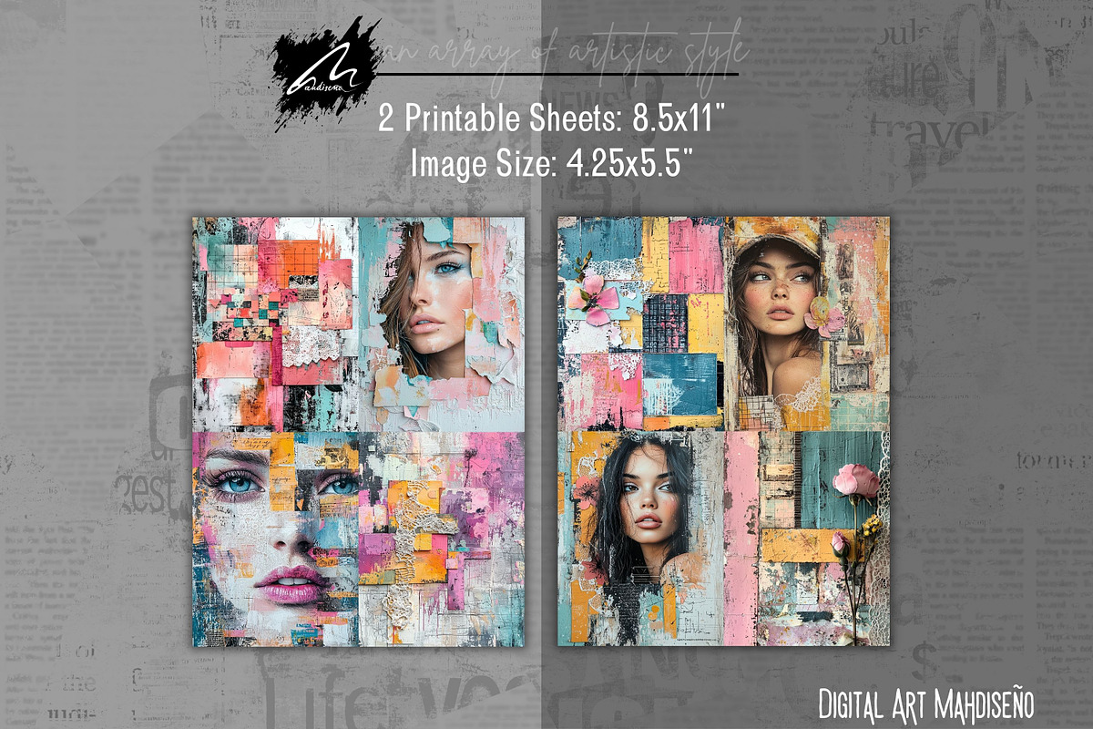 Shabby Portrait Mixed Media Pages, a Person Illustration by Digital Art Mahdiseño (Photo 9 of 10)