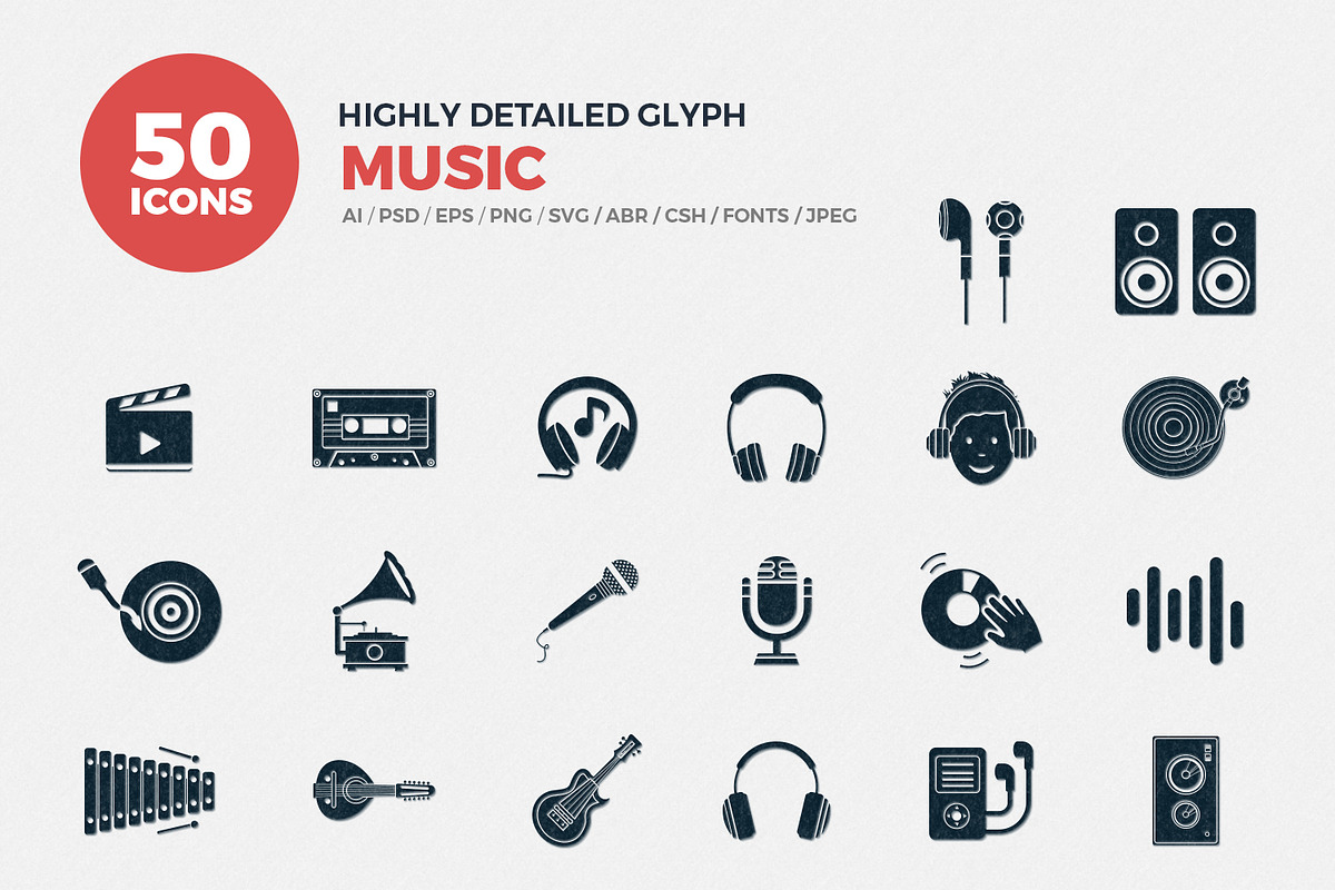 Glyph Icons Music Set, a Solid Icon by Jumbo Icons (Photo 1 of 9)