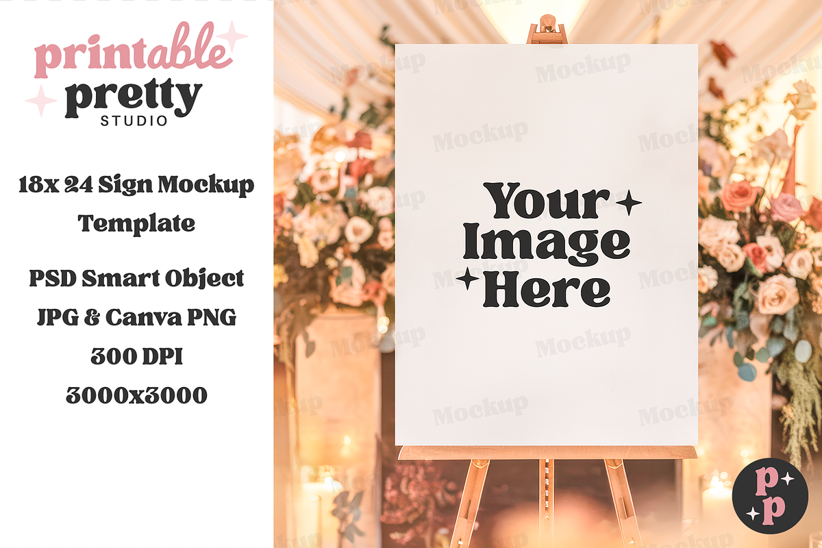 Chic Garden Wedding Sign Mockup PSD, a Product Mockup by Printable Pretty Studio (Photo 8 of 9)