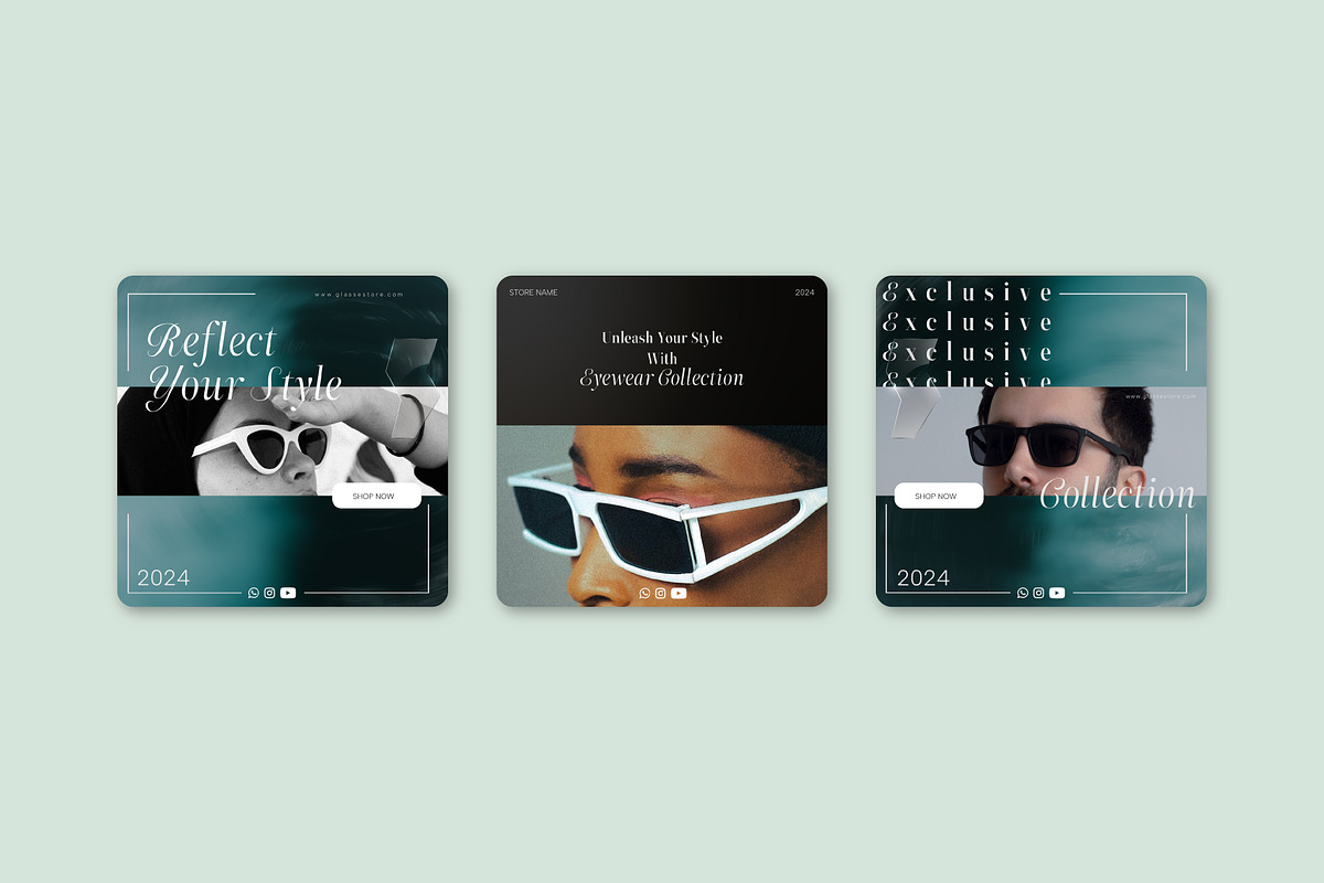 Eye Wear // Fashion Social Media Kit, a Social Media Template by SecondBrain Store (Photo 2 of 9)