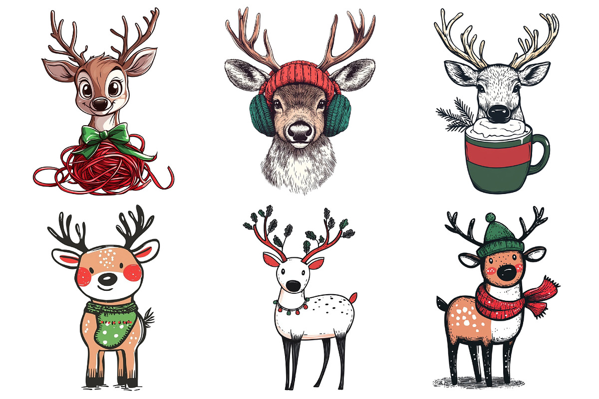 Funny Quirky Christmas Reindeer Clip, an Illustration by Daily.Designs (Photo 4 of 5)