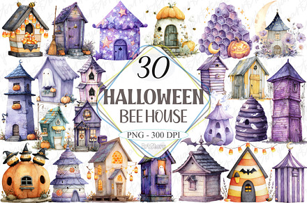 Soft Purple Halloween Bee House Clip