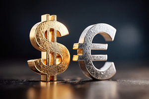 Gold dollar and euro symbols, a Business Photo by AlyaAnd