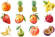Watercolor Fruit Clip Art, an Illustration by DreamCafeArt (Thumbnail 2 of 8)