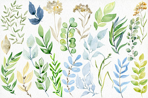 Watercolor Leaves Clipart.