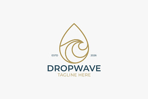 Golden Water Droplet Wave Logo, a Branding & Logo Template by Signatoro