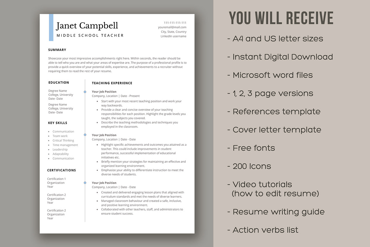 Resume Template word | Educator CV, a Resume Template by aivos (Photo 6 of 7)