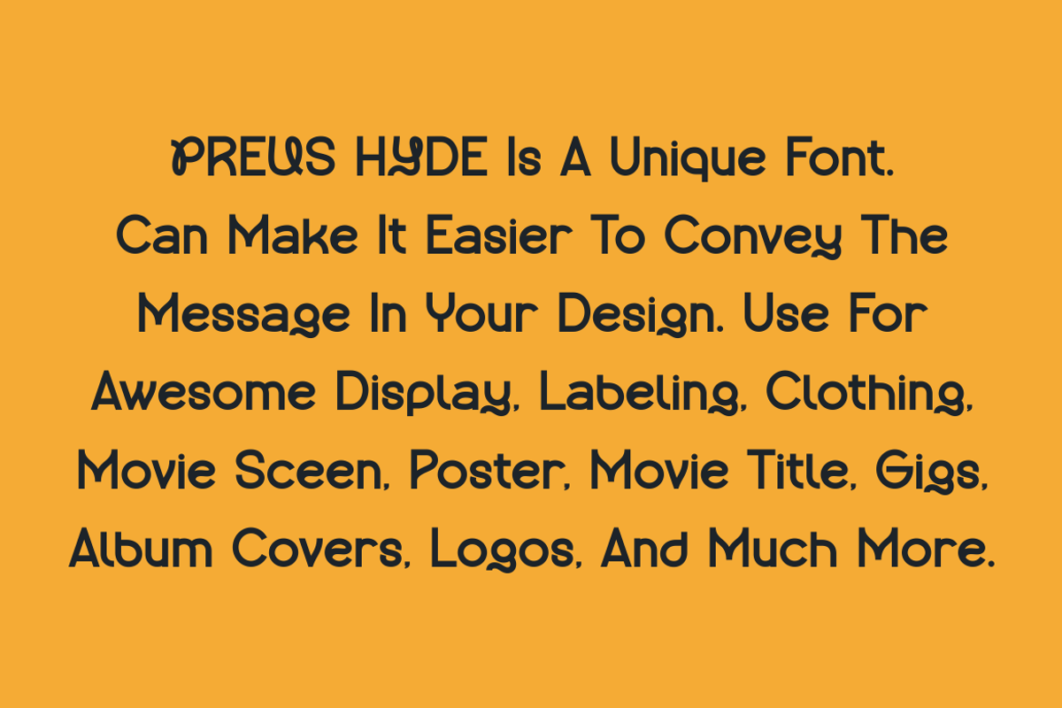 Preus Hyde - Modern Unique Font, a Sans Serif Font by Viswal Studio (Photo 2 of 8)