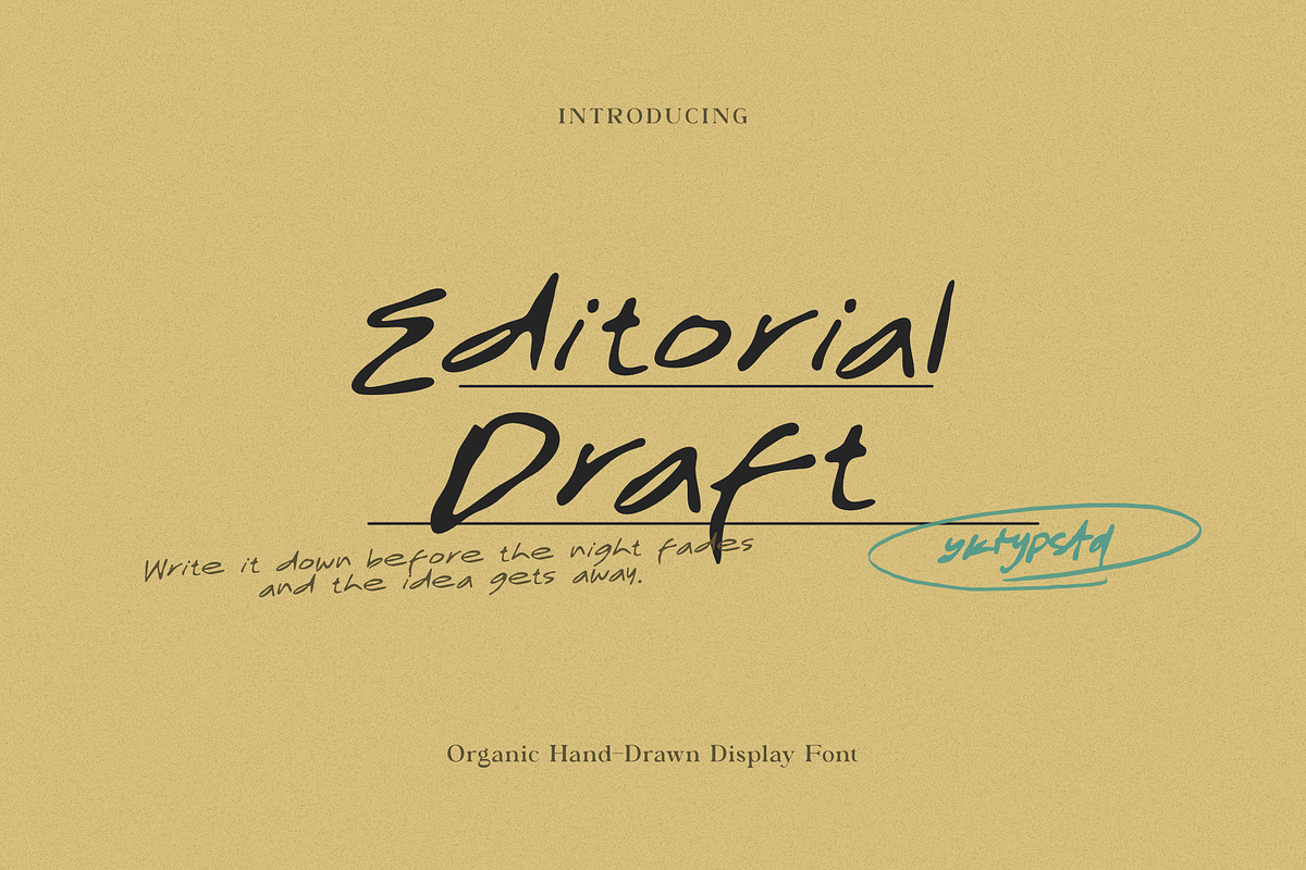Editorial Draft - Hand Drawn Font, a Handwritten Font by Yktypstd (Photo 1 of 9)