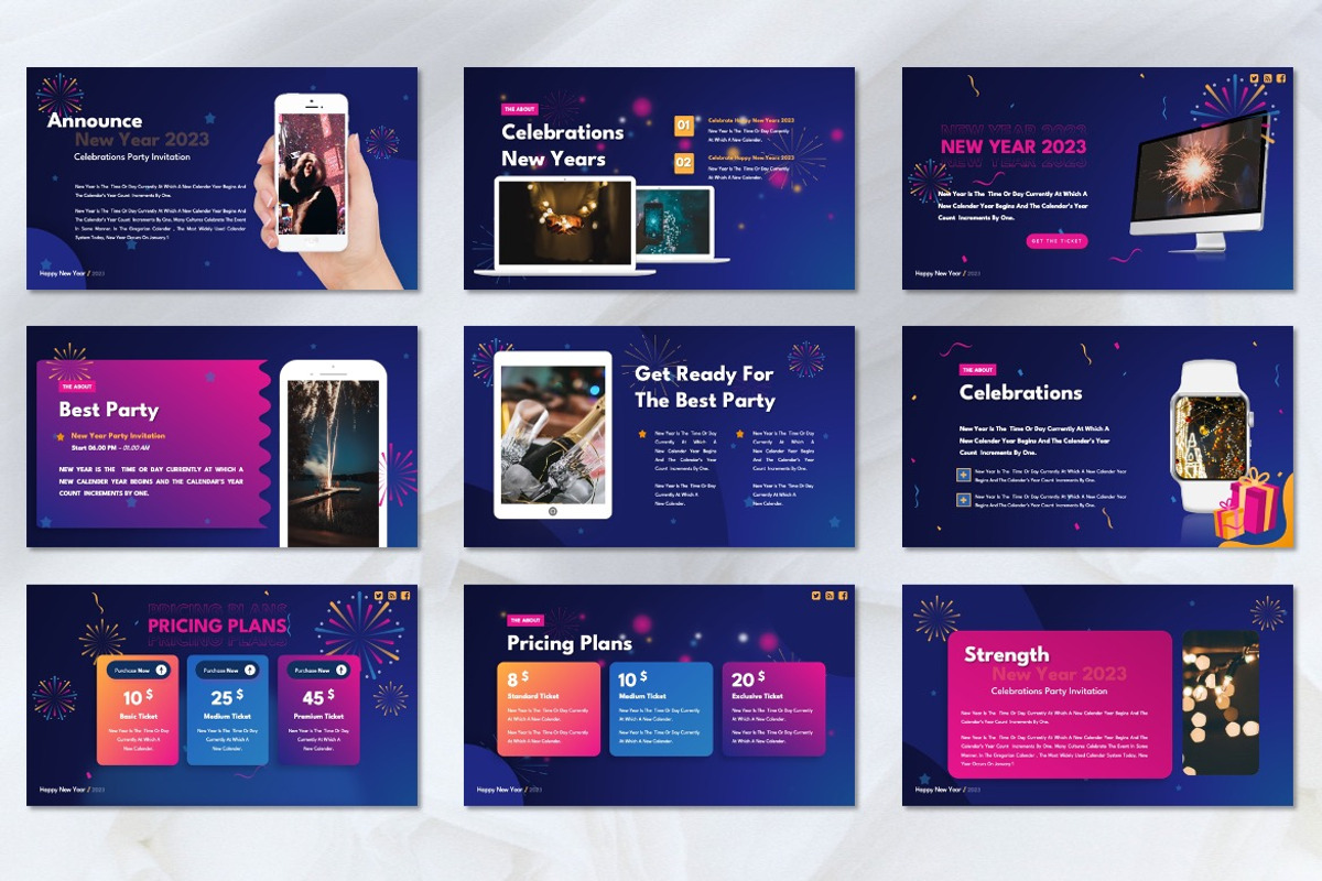Celebrate - New Year 2023 Powerpoint, a Presentation Template by Dhabee (Photo 5 of 8)