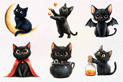 Halloween Whimsical Black Cat Clipar, an Illustration by Dream Creation (Thumbnail 7 of 7)