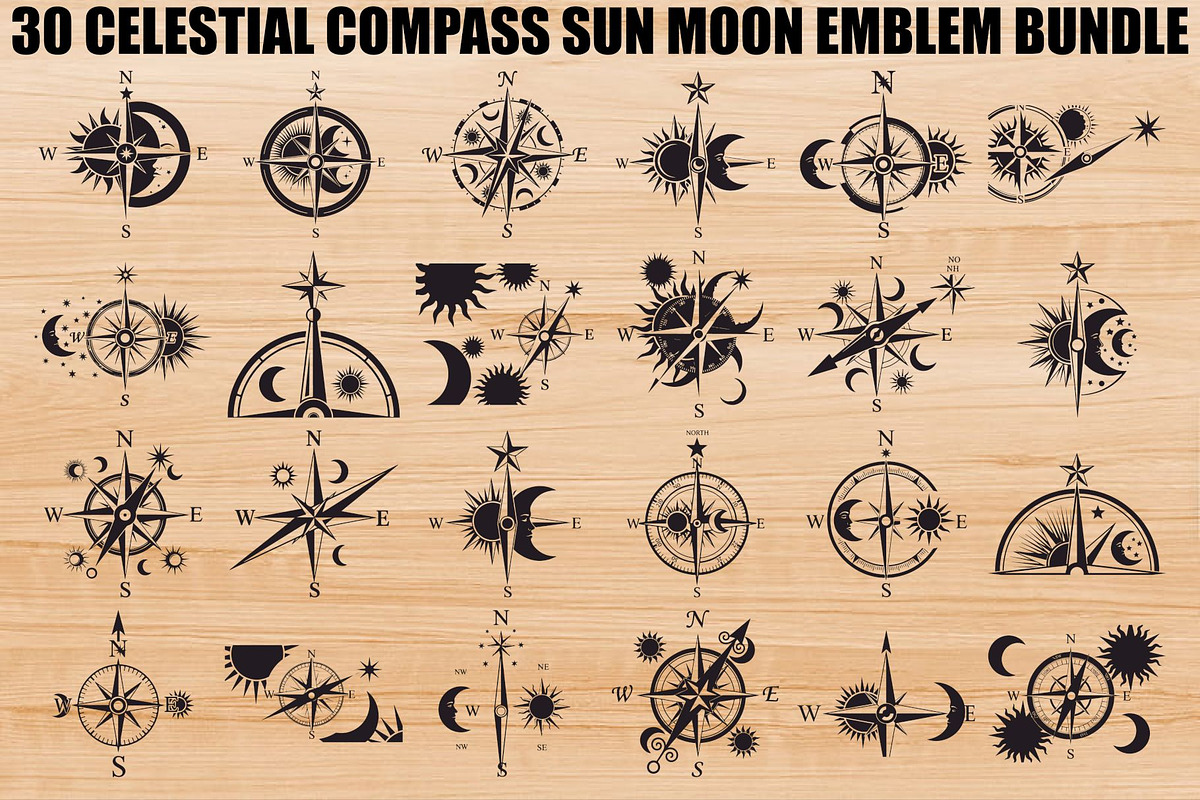 Celestial Compass SVG Bundle, an Illustration by Gaye Art (Photo 1 of 31)