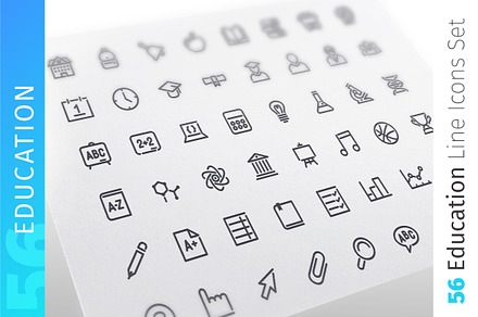 Education Line Icons Set, an Outline Icon by Voysla's Shop