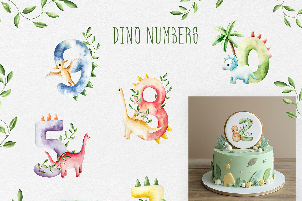 Cute dinosaurs|watercolor collection, an Animal Illustration by Navenzeles (Photo 6 of 12)