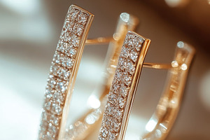 Gold earrings with sparkle, a Photo by Beautiful things