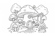 Whimsical Mushroom House Line Art bu, an Illustration by Designs_River (Thumbnail 39 of 51)