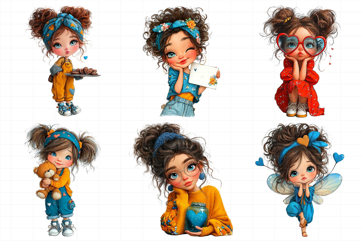 Valentine Cute Girl Clipart Bundle, an Illustration by Daily.Designs (Photo 3 of 7)
