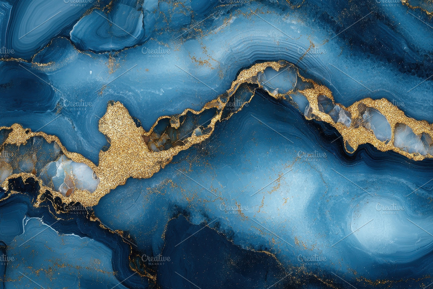A digital marbled background of blue, a Photo by Pavel_design