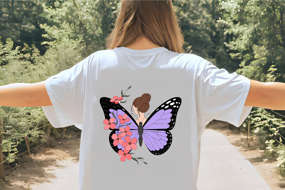 Woman with butterfly wings and flowe, an Illustration by CrexoraLab (Photo 3 of 4)