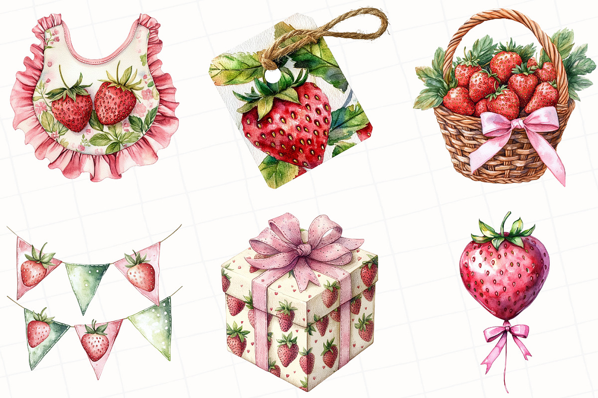 Berry Birthday Watercolor Clipart, an Illustration by OK Design (Photo 3 of 5)