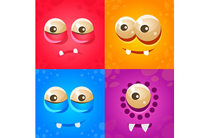 Funny Faces of Cute Monsters, an Animal Illustration by TopVectors