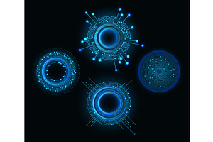 Circuit board circle frame, a Technology Illustration by Things for designers
