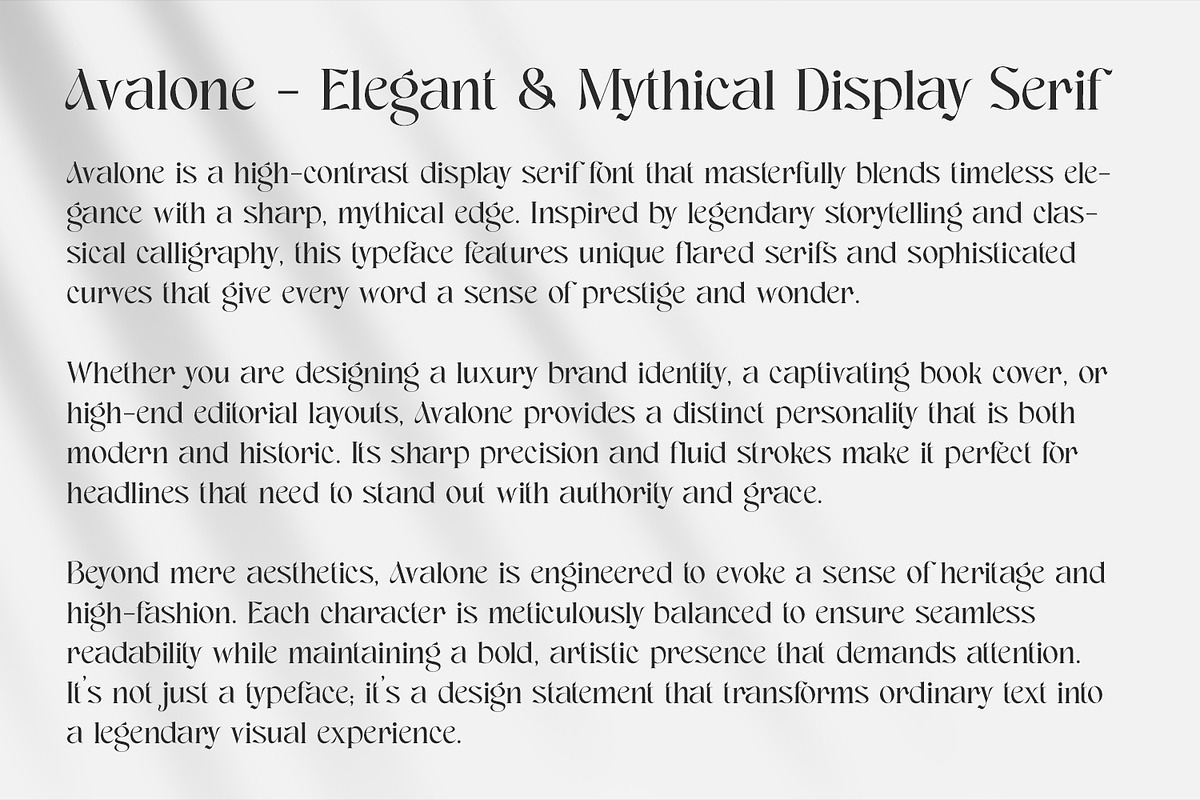 Avalone - Luxury Fantasy Typeface, a Serif Font by OWPictures (Photo 2 of 10)