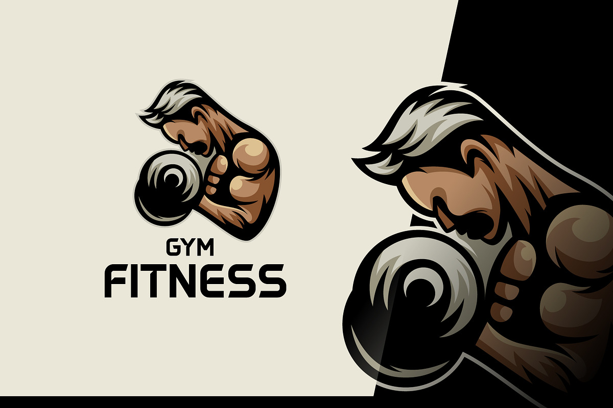 Gym Fitness Character Logo Design, a Branding & Logo Template by Agung_cs
