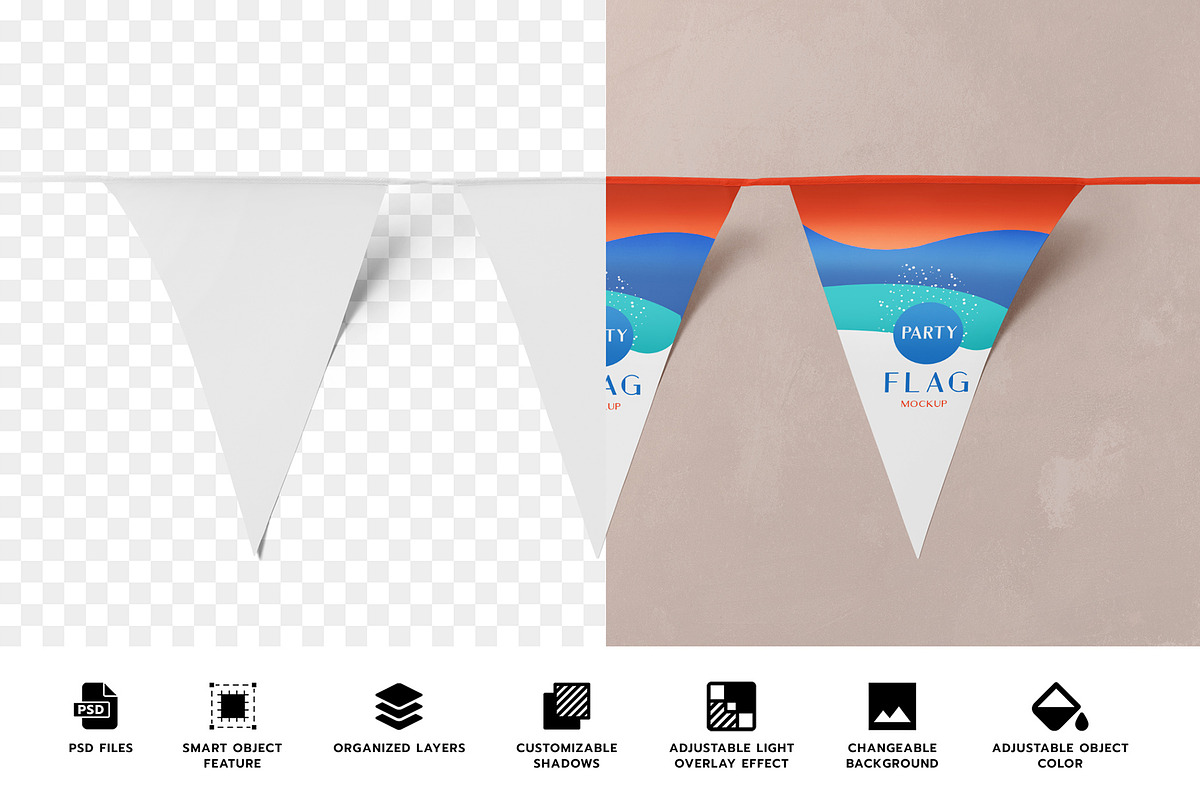 Bunting Flag Mockup, a Product Mockup by PixelVoyager (Photo 2 of 7)