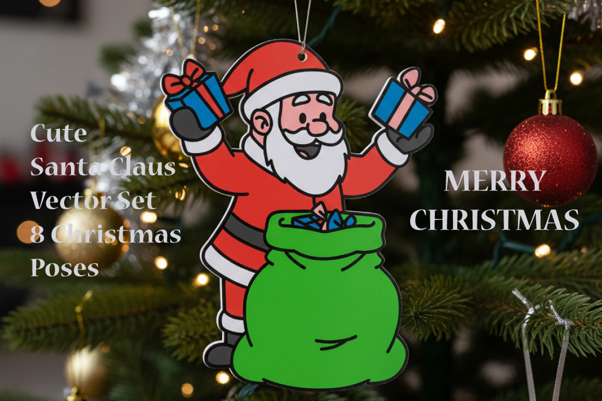Santa Claus Vector Set – 8 Poses, a Seasonal Illustration by Guten Tag Vector (Photo 2 of 3)