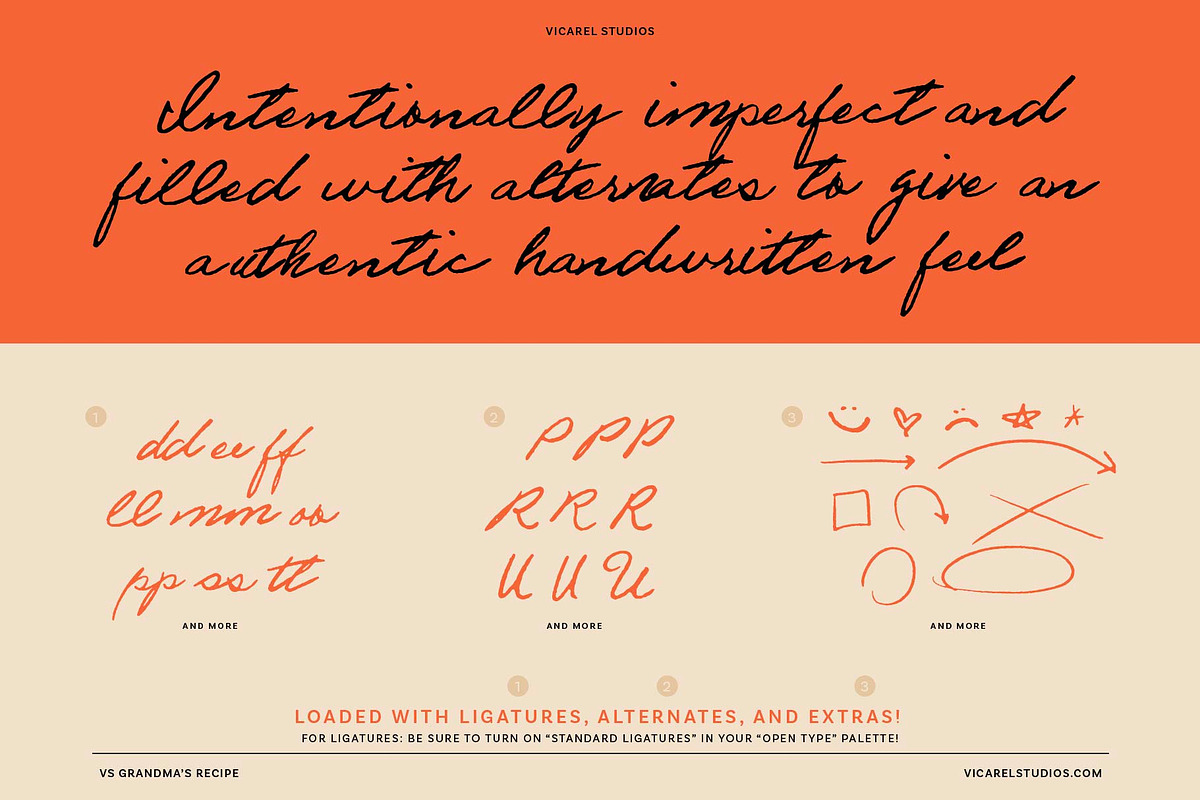 VS Grandma's Recipe Handwritten Font, a Script Font by Vicarel Studios (Photo 2 of 16)